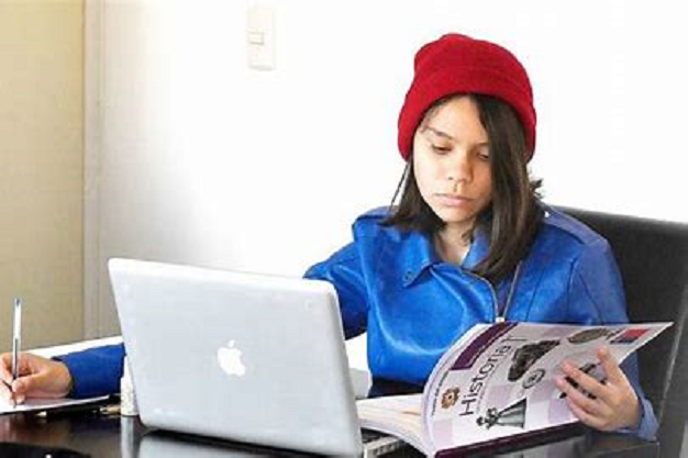 Student studying English Lesson Student role in Online Education